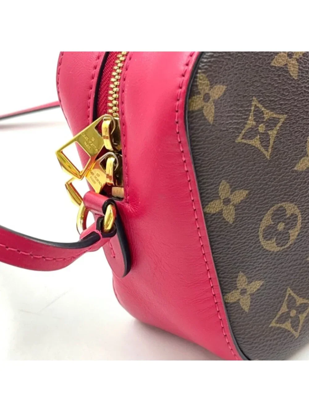 Louis Vuitton Saintonge Monogram Freesia Leather Pink Brown Shoulder Bag Gold